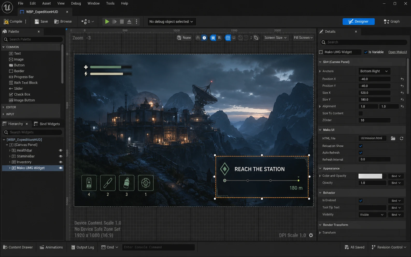 Mako UMG Widget inside Unreal Editor: add to your UMG UI.